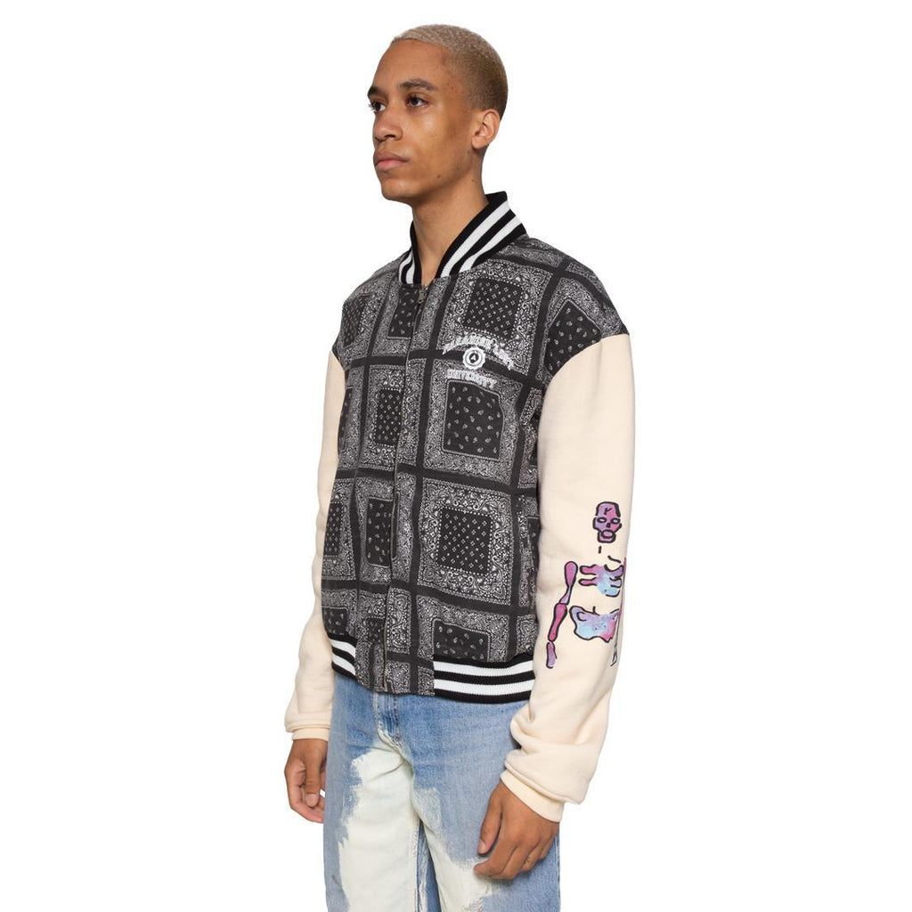 PLU Varsity Jacket (Black Paisley) – Congruent Space *₊˚⁎*₊