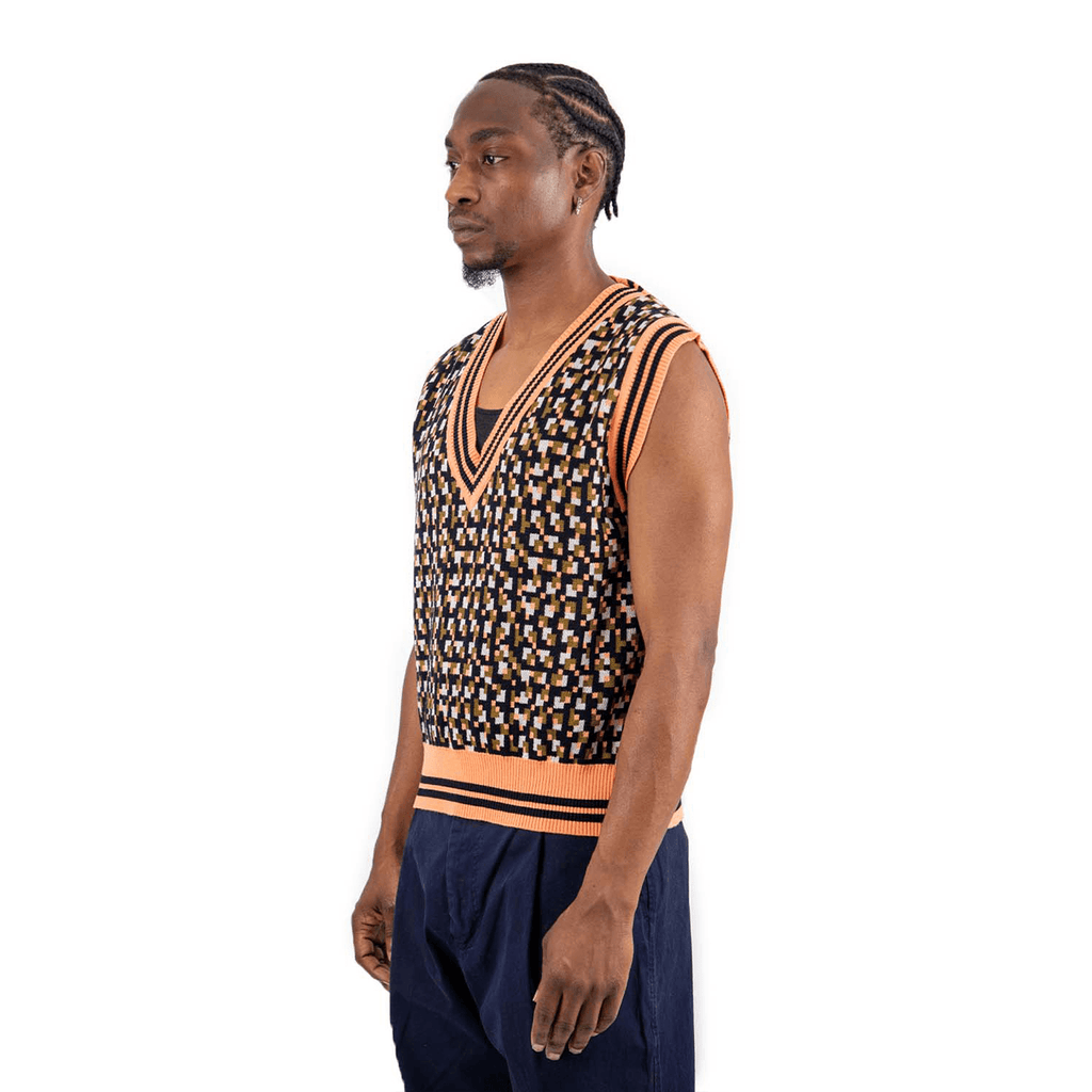 Stamp Knit Vest (Brown Eath Pixels) – Congruent Space *₊˚⁎*₊