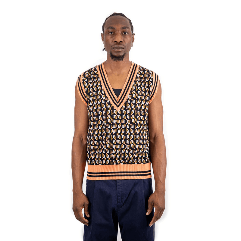 Stamp Knit Vest (Brown Eath Pixels) – Congruent Space *₊˚⁎*₊